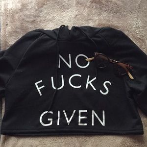‘no fucks given’ cropped hoodie